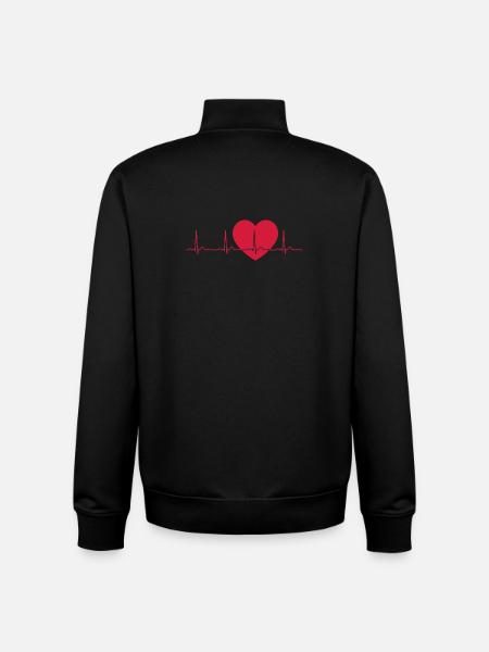 Heartbeat ECG Line Medical Pulse Wave Icon Vector - Unisex Organic Zip Sweatshirt by Stanley/Stella - black