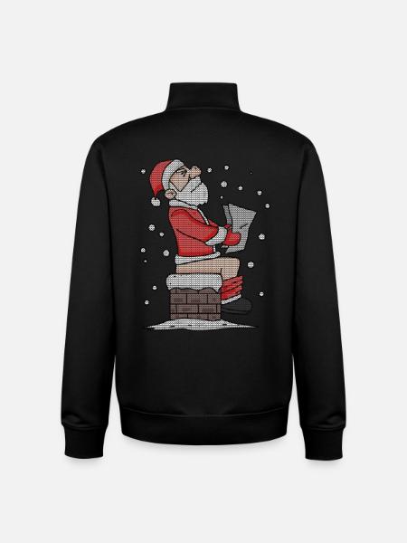 Père Noël assis sur la cheminée drôle - Sweat zippé unisexe en coton bio Stanley/Stella - noir