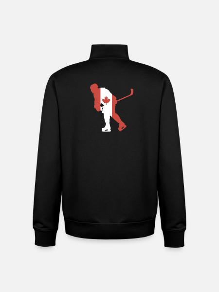 Hockey player Canada flag - Unisex Organic Zip Sweatshirt by Stanley/Stella - black