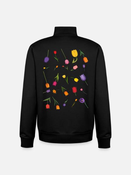 Fleur - Sweat zippé unisexe en coton bio Stanley/Stella - noir