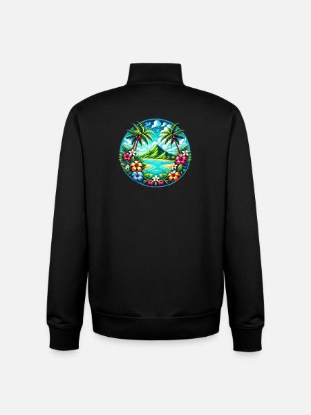 Caribbean Island Logo - Unisex Organic Zip Sweatshirt by Stanley/Stella - black