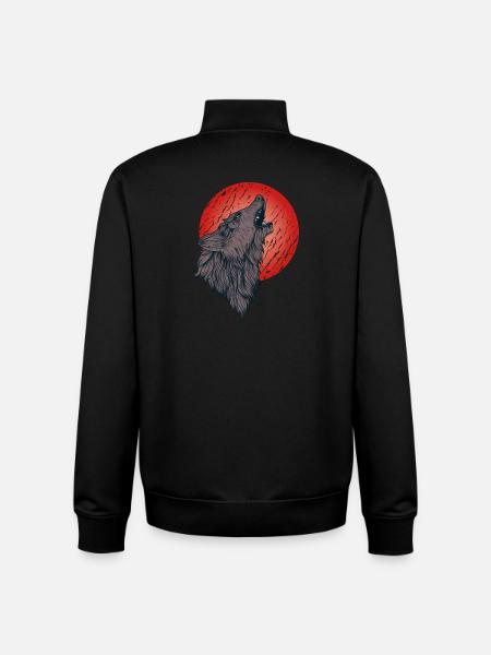Howling wolf, full moon - Unisex Organic Zip Sweatshirt by Stanley/Stella - black