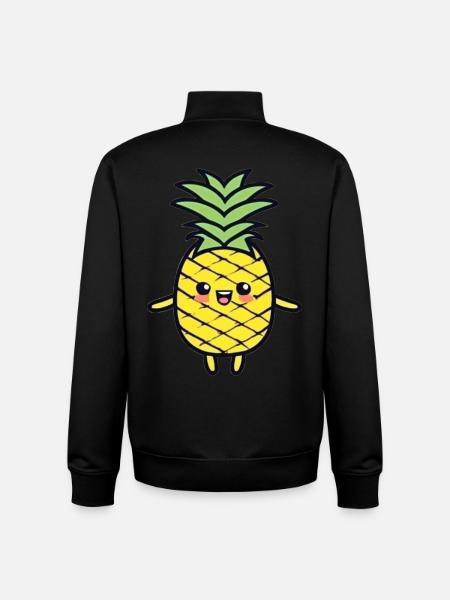 Cheerful Pineapple Cartoon Charm - Unisex Organic Zip Sweatshirt by Stanley/Stella - black