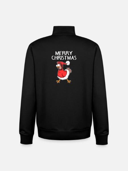Christmas Chicken Merry Christmas - Unisex Organic Zip Sweatshirt by Stanley/Stella - black