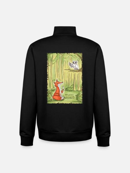 Waldgespräch: Fuchs und Eule - Unisex Organic Zip Sweatshirt von Stanley/Stella - Schwarz