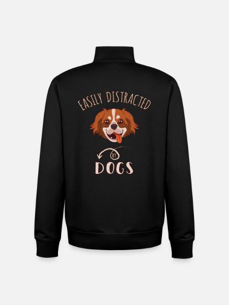 Easily Distracted By Dogs - Unisex Organic Zip Sweatshirt by Stanley/Stella - black