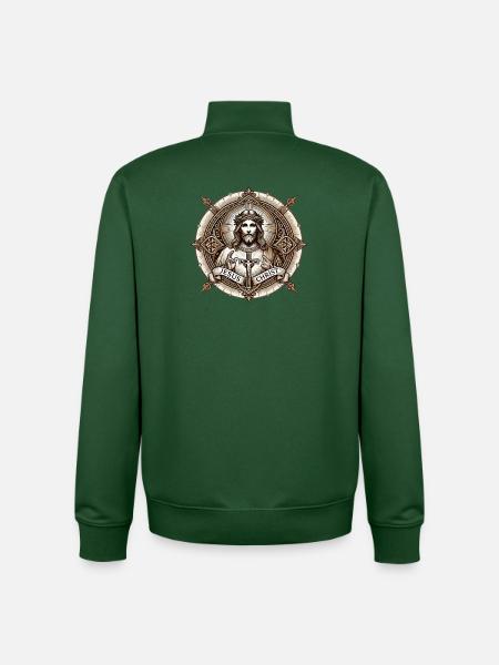 Jesus Christ Antiq Logo - Unisex Organic Zip Sweatshirt by Stanley/Stella - bottle green