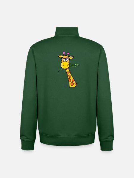 Cute Giraffe - Unisex Organic Zip Sweatshirt by Stanley/Stella - bottle green