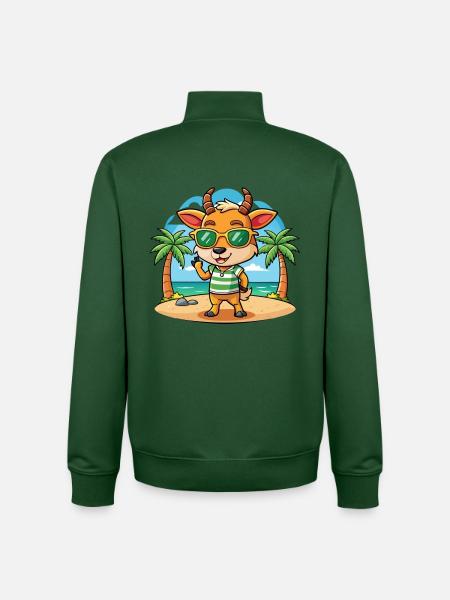 Antelope Funny Cartoon Summer Beach Sunglasses - Unisex Organic Zip Sweatshirt by Stanley/Stella - bottle green