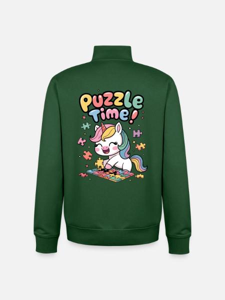 Puzzle Time! - Unisex Organic Zip Sweatshirt by Stanley/Stella - bottle green
