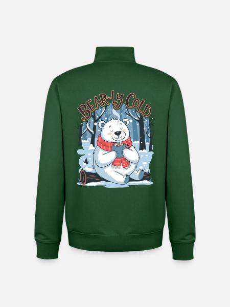 Bear-ly Cold - Unisex Organic Zip Sweatshirt by Stanley/Stella - bottle green