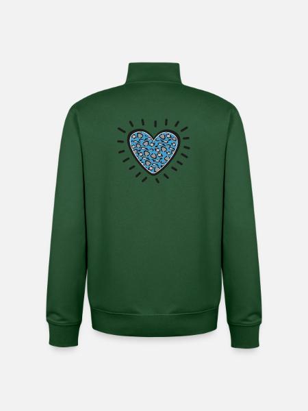 Leopard Heart Burst - Unisex Organic Zip Sweatshirt by Stanley/Stella - bottle green