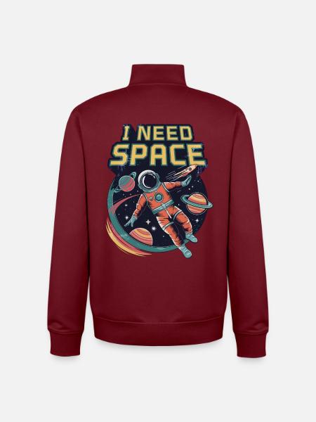 I Need Space - Unisex Organic Zip Sweatshirt by Stanley/Stella - burgundy