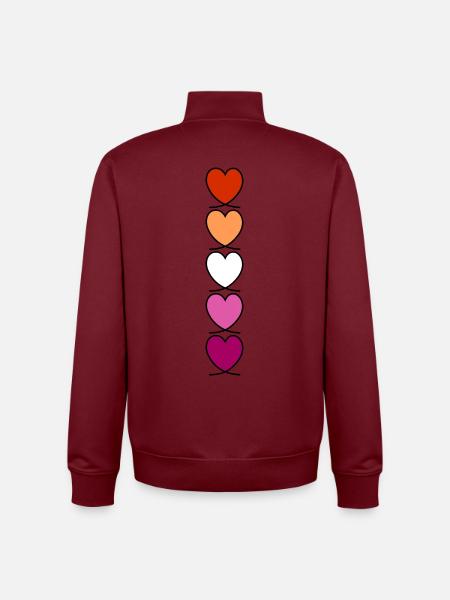 Lesbian Lesbian Lesbian Hearts - Unisex Organic Zip Sweatshirt by Stanley/Stella - burgundy