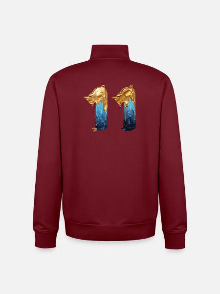 NEJ. 11 NUMMER 11 SEJ 11 ÅRS FØDSELSDAG - Stanley/Stella unisex sweatshirt med lynlås i økologisk - burgunder-rød