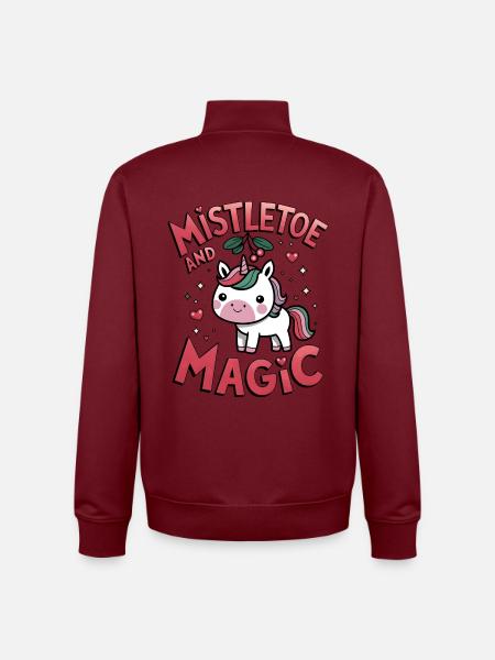 Mistletoe And Magic - Unisex Organic Zip Sweatshirt by Stanley/Stella - burgundy
