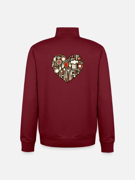 Küchenliebe Herz - Unisex Organic Zip Sweatshirt von Stanley/Stella - Burgunderrot