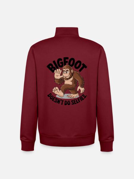 Bigfoot Doesn't Do Selfies - Unisex Organic Zip Sweatshirt by Stanley/Stella - burgundy
