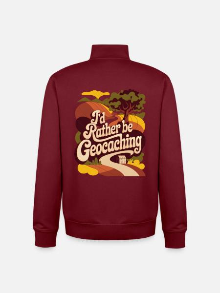 I'd Rather Be Geocaching - Unisex Organic Zip Sweatshirt by Stanley/Stella - burgundy