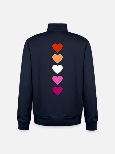 Lesbian Lesbian Hearts - Unisex Organic Zip Sweatshirt by Stanley/Stella - navy