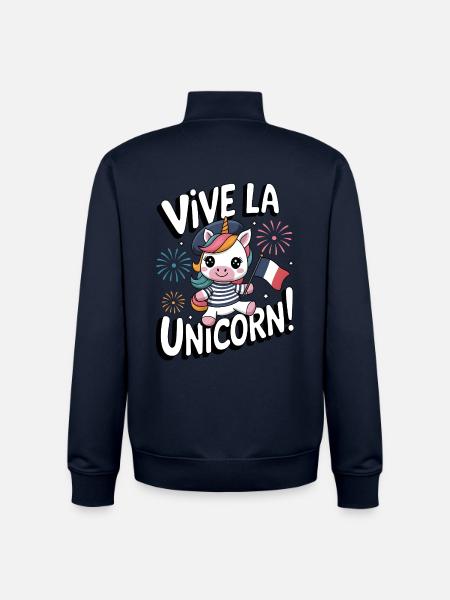 Vive La Licorne ! - Sweat zippé unisexe en coton bio Stanley/Stella - marine