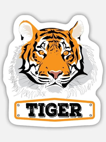 Tiger - Sticker Größe M (15 x 15 cm) - Mattweiß