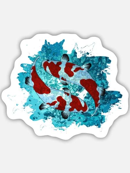 Koi - Sticker Größe M (15 x 15 cm) - Mattweiß