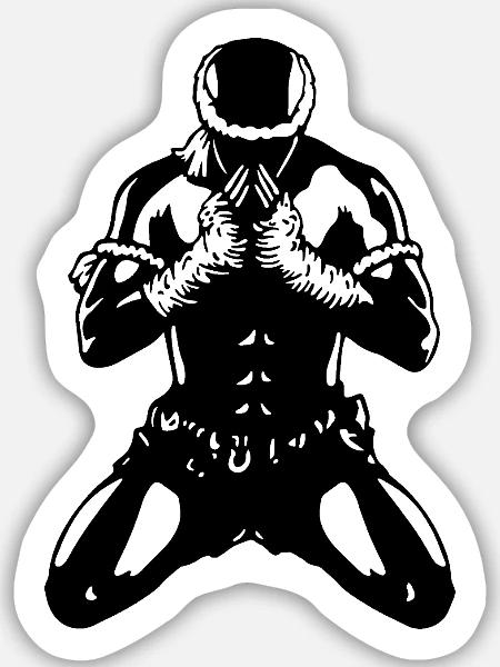 muay_thai_fighter04a - Sticker Größe M (15 x 15 cm) - Mattweiß