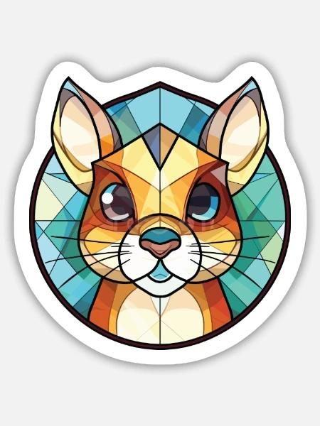 Chipmunk bunte Aquarell-Tierillustration - Sticker Größe M (15 x 15 cm) - Mattweiß