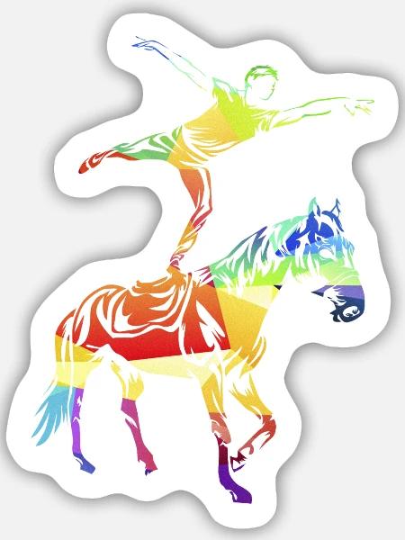 Anmutige Voltigiererin Mannschaft - Sticker Größe M (15 x 15 cm) - Mattweiß