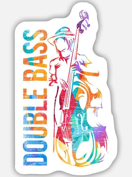 Wuchtiger Kontrabass Streichorchester - Sticker Größe M (15 x 15 cm) - Mattweiß