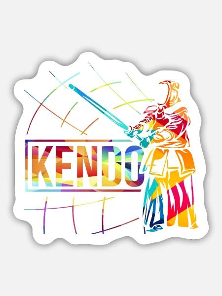 Traditionelles Kendo Bambustraining - Sticker Größe M (15 x 15 cm) - Mattweiß