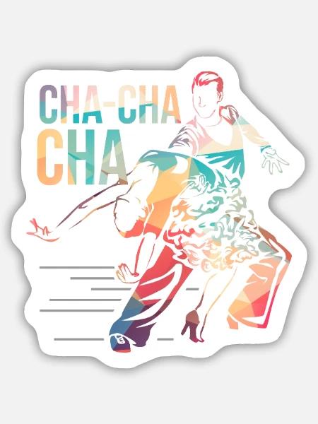 Temperamentvoller Cha Cha Tanzrhythmus - Sticker Größe M (15 x 15 cm) - Mattweiß