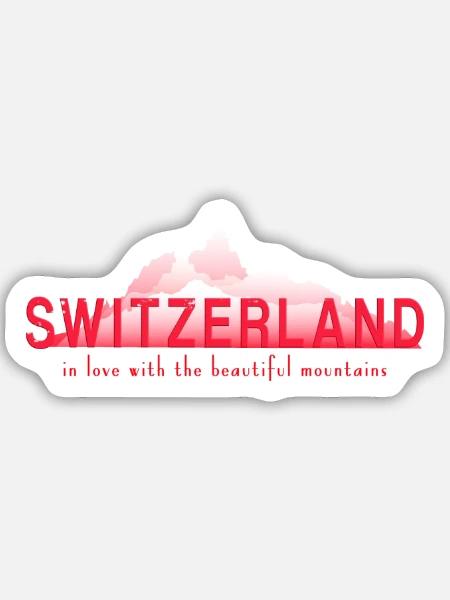 switzerland mountains - Sticker Größe M (15 x 15 cm) - Mattweiß