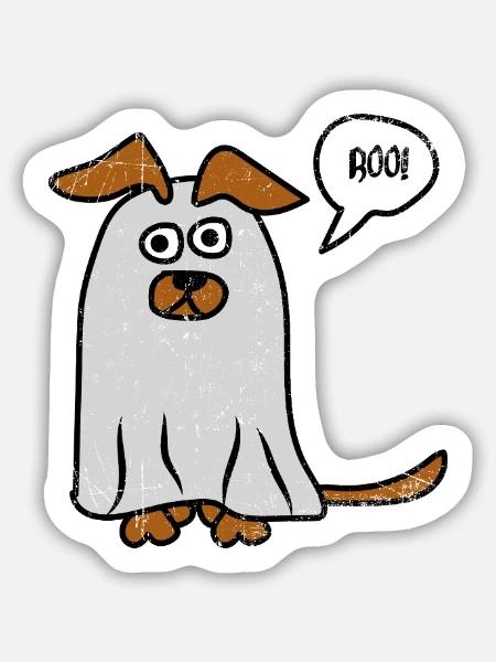 Gruseliger Geisthund Halloween - Sticker Größe M (15 x 15 cm) - Mattweiß