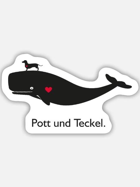 Pott und Teckel - Sticker Größe M (15 x 15 cm) - Mattweiß