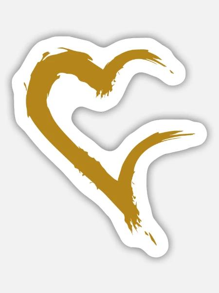 Herz offen Gold - Sticker Größe M (15 x 15 cm) - Mattweiß