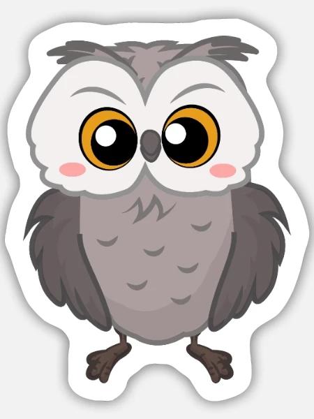 Eule - Sticker Größe M (15 x 15 cm) - Mattweiß