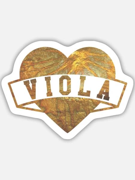 Viola Herzen Gold - Sticker Größe M (15 x 15 cm) - Mattweiß