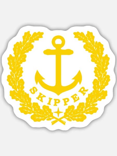 Skipper Anker Logo gold - Sticker Größe M (15 x 15 cm) - Mattweiß