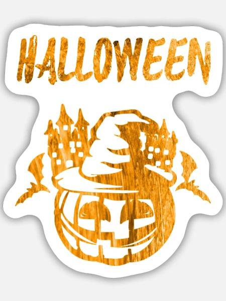 Halloween Kürbis Handabdruck - Sticker Größe M (15 x 15 cm) - Mattweiß