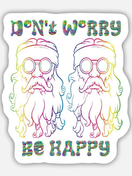 Psychedelische Hippies - Sticker Größe M (15 x 15 cm) - Mattweiß