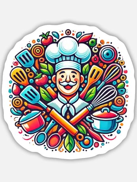 Chefkoch Logo - Sticker Größe M (15 x 15 cm) - Mattweiß