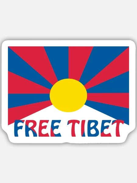 free tibet flagge - Sticker Größe M (15 x 15 cm) - Mattweiß