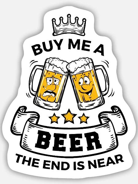 Durstiger Junggeselle Bierkrug - Sticker Größe M (15 x 15 cm) - Mattweiß