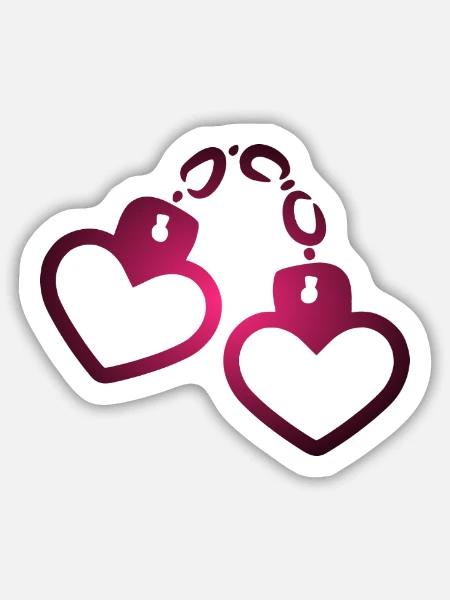 Handschelle Herz - Sticker Größe M (15 x 15 cm) - Mattweiß