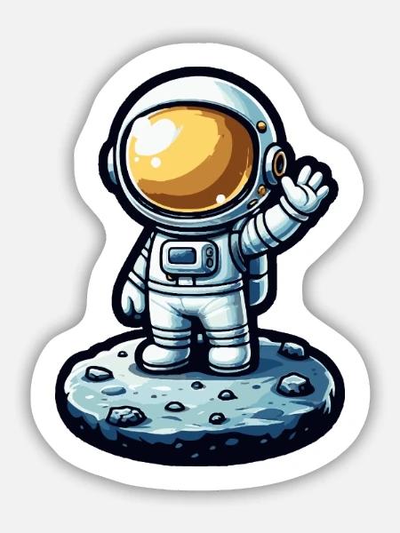 Kleiner Astronaut – Mondlandung - Sticker Größe M (15 x 15 cm) - Mattweiß