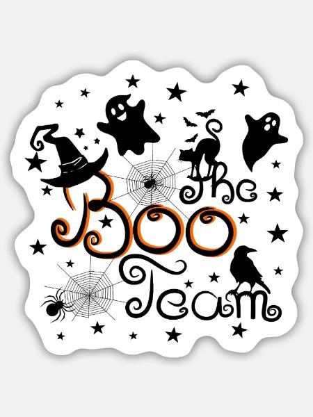 the Boo Team Halloween - Sticker Größe M (15 x 15 cm) - Mattweiß