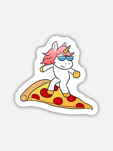 Pizza Unicorn - Sticker Größe M (15 x 15 cm) - Mattweiß