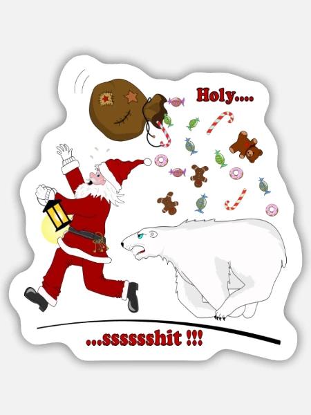 Weihnachtsmann - Sticker Größe M (15 x 15 cm) - Mattweiß